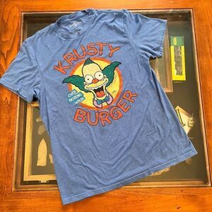 Universal Studios Krusty Burger Over Dozens Sold Small Blue Red T-Shirt